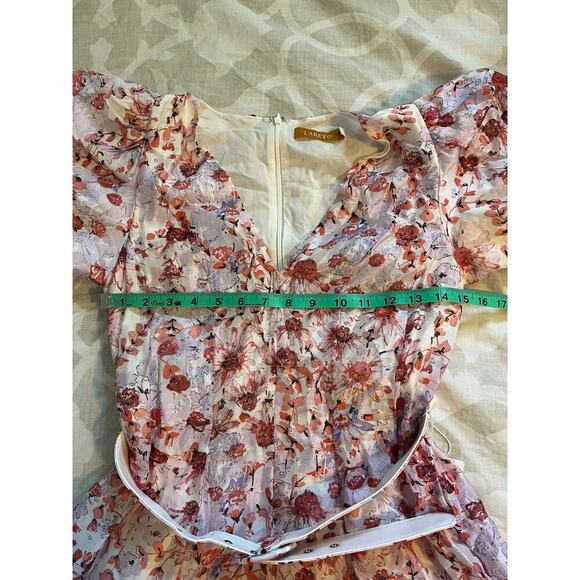 Lakeyo Anselma belted puff sleeve fit and flare mini Dress xs nwt - Picture 6 of 12